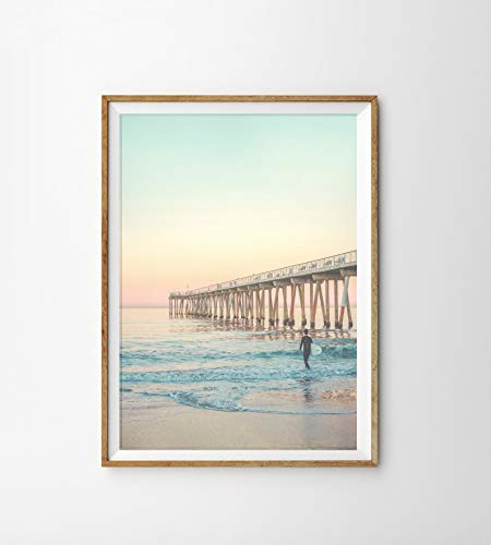 Imagitek Set Of 6 Unframed California Coastal Surf Wall Art Prints, Beach Sunset Wall Poster, Surfboard Wall Art (8" X 10") #TOP2