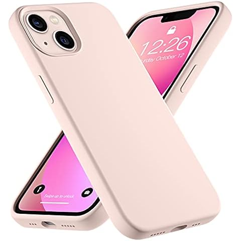 Upeak Compatible with iPhone 13/iPhone 14 Liquid Silicone Case, 6.1 Inch Anti-Shock Flexible Phone Case Triple Layer Full Body Protective Cover Bumper for Women Men, Sand Pink Cover