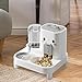 ShengQuanHao Automatic Cat Feeder and Water Dispenser. Automatic Pet Feeder. Convenient Detachable Food Bowl for Small Dogs, White
