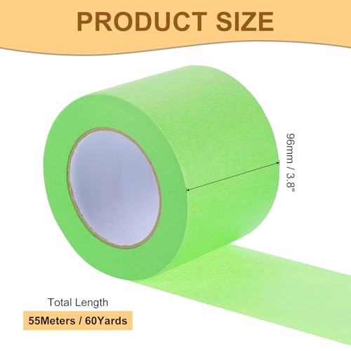 Image of Masking Tape Green Painters Tape Paper Tape [for Crafts DIY Walls Painting Packing Automotive Home Decoration Teaching]- 3.8 Inch x 60 Yards /1 Roll