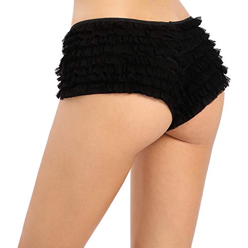 Sharicca Womens Sexy Mesh Ruffle Panties Booty Boy Shorts Underwear, Bw S/M Black And White #TOP5