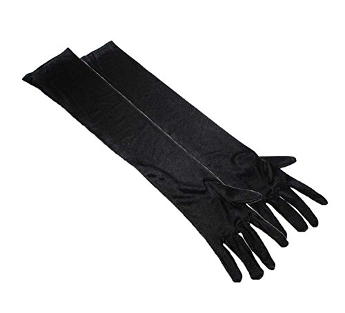 NYKKOLA Dress up Cosplay Photo Props Long Satin Opera Gloves-Black