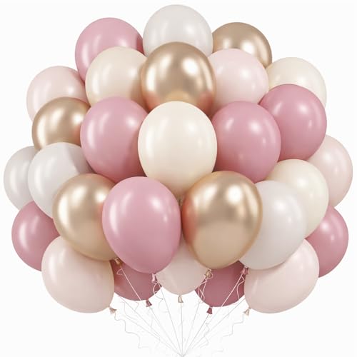 60 Stück Luftballons in Altrosa und Beige 30 5 cm Altrosa Weiß Sand Gold Latex-Luftballons für Geburtstag Hochzeit Verlobung Jahrestag Party-Dekoration