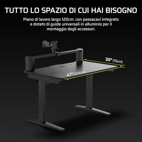 CORSAIR Platform:4 Elevate – 120 cm x 76 cm, Altezza Regolabile, Scrivania Elettrica per Computer da Gioco in Piedi, Preimpostazioni di Memoria, Supporto per Monitor Incluso – Nero - Immagine 2