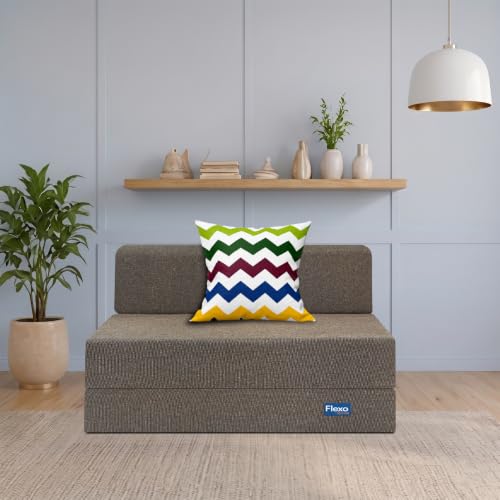 Image of Starlon 1 Seater Sofa Cum Bed Foldable 3-in-1 Sofa Bed with 1 Year Warranty, Washable Jute Fabric Cover & 1 Waves Pillow | Guest Bed | Coffee Brown 3x6 Ft