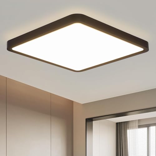 muyuua Deckenlampe LED Deckenleuchte Flach - Schlafzimmerlampe 23CM Badezimmerlampe 18W Küchenlampe Eckig Schlafzimmer Schwarz Deckenbeleuchtung Flurlampe Decke Badlampe 3000K für Küche Flur muyuua Deckenlampe LED Deckenleuchte Flach - Schlafzimmerlampe 23CM Badezimmerlampe 18W Küchenlampe Eckig Schlafzimmer Schwarz Deckenbeleuchtung Flurlampe Decke Badlampe 3000K für Küche Flur