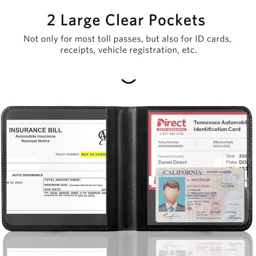 Image of CoBak Car Registration and Insurance Holder - Vehicle Glove Box Car Organizer, Auto Truck Comparment Accessories Case for Essential Document, Driver License, Cards (Croco Black)