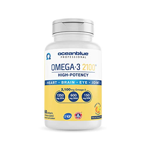 Oceanblue Omega-3 2100  60 ct  Triple Strength Burpless Fish Oil Supplement with High-Potency EPA and DHA  Wild-Caught  Orange Flavor (30 Servings)  Label May Vary, New Packaging