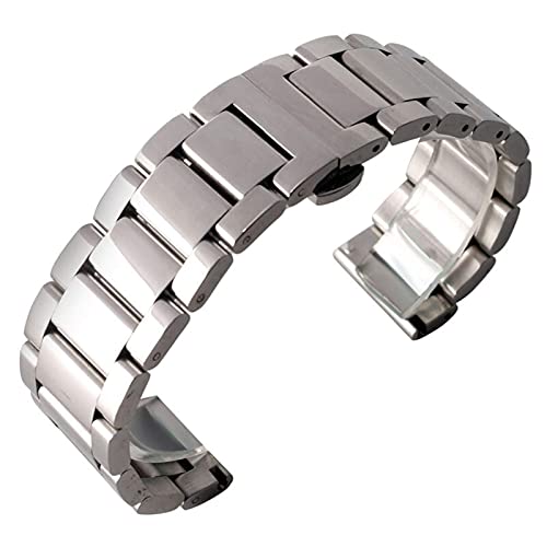 Bracelet de montre en acier inoxydable de haute qualité argenté avec bouton de sécurité