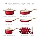 CAROTE 14 Pcs Ceramic Cookware Set, Pots and Pans Set Non Stick with Ceramic Coating, Induction Kitchen Sets, Red