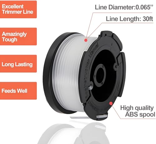 (AF-100) 0.065\" Line String Trimmer Autofeed Replacement Spool,AF-100 Line String Trimmer, 30ft Weed Eater Spool Replacement Spool for String Trimmer, for Black and Decker Models(10 Spools+2 Caps)