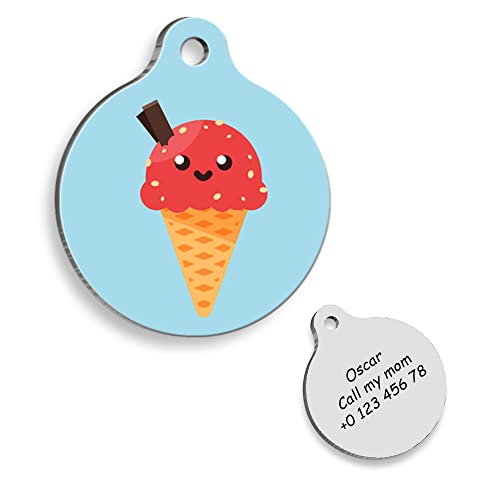 Ice Cream Personalized Dog Tag - Custom Name Tag - ID Tag for Dog & Cat - Customized Pet Tags - Dog & Cat Name id Tag - Dog Name Tag - Engraved Dog Tag