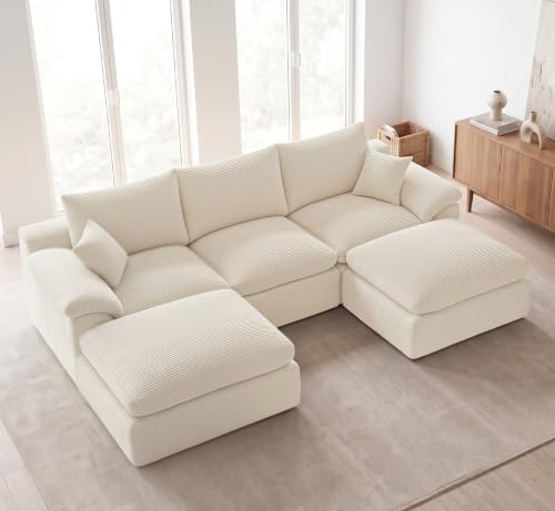 Image of Cloud Sectional Couch, Boneless Couch Modular Sofa, Beige