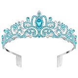HOCHWERTIGES MATERIAL: Die Strass-Tiara-Krone ist aus hochwertigem Material gefertigt, sicher zu tragen; Unsere Strass-Kronen haben einen kleinen Kamm am Ende beider Seiten, der das Haar fester befestigen kann. Es kann den ganzen Tag lang getragen werden, ohne sich Sorgen zu machen, dass es herunterfällt.