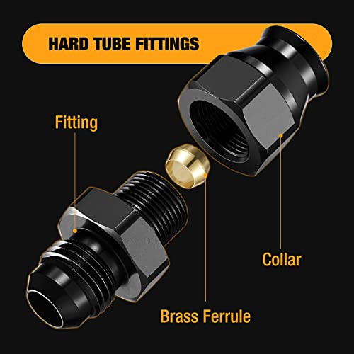 SYKRSS 6AN Male to 3/8" Hardline Tube Fuel Line Fitting, 3/8 inch OD tube to 6AN male Straight Hard Tube Adapter Aluminum 1PC — view 3