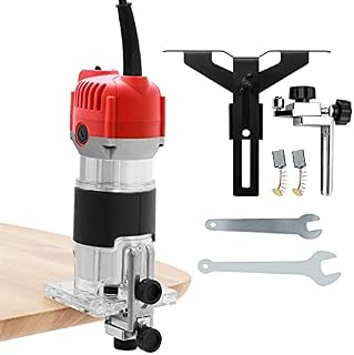 MorNon Compact Wood Palm Router Tool 1/4" 30000RPM Electric Hand Edge Trimmer Wood Laminate Palm Router Joiner Tool Device Wood Laminator for Wood/Laminate Flooring(Red)