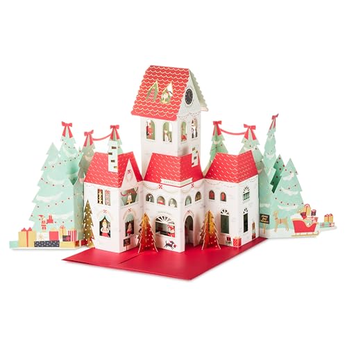 Hallmark Paper Wonder Big Pop-Up Christmas Card (Santa's Workshop) Accordion Fold-Out Table Decoration
