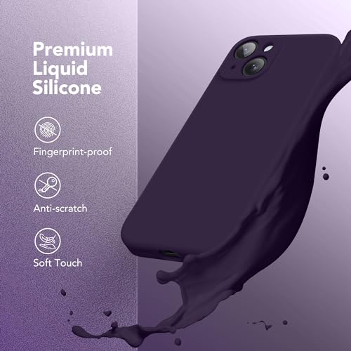 Image of Magnetic for iPhone 14 Case, Compatible with MagSafe, [Full Camera Protection] [Screen Protector] Silicone Shockproof Protective Phone Case for iPhone 14 6.1 inch, Deep Purple
