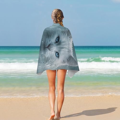 Serviette de bain chat forêt brumeuse pour plage et piscine