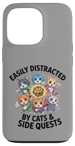 Funny Easily Distracted By Cats Side Quest RPG Gamers X}zP[X iPhone 13 Pro p