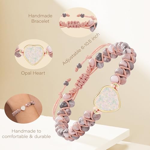 Image of Gifts for Daughter Granddaughter, To My Mom Grandma Wife Girlfriend Sister Jasper Heart Bracelets Birthday Graduation Anniversary Christmas Stocking Stuffers Valentines Mothers Day Jewelry