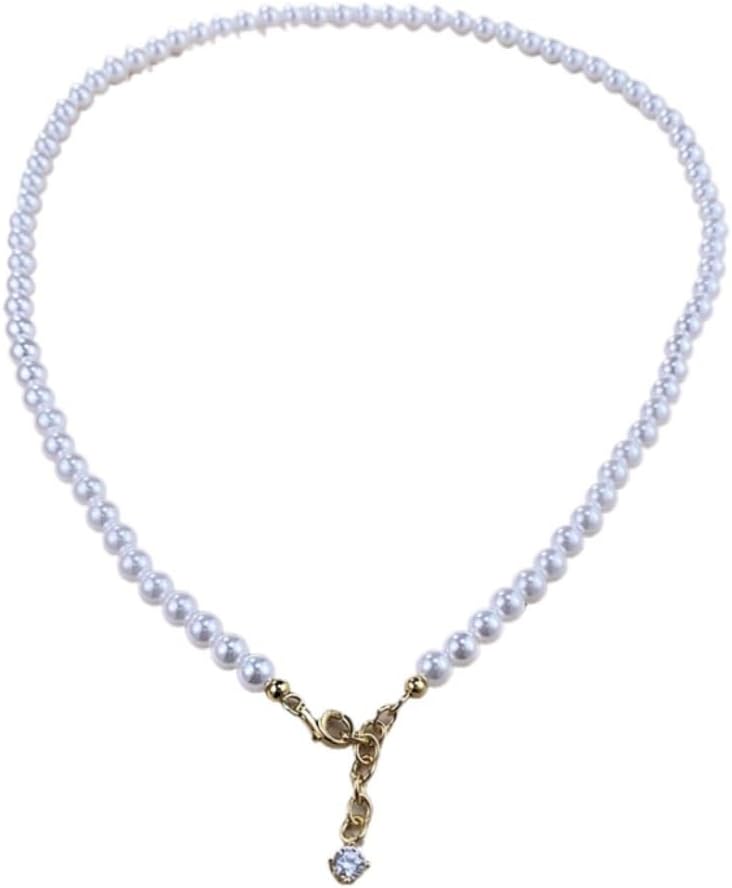 Pearls，Necklace Pearl Necklace S925 Silver-white Shell Imitation Pearl 5.0 Necklace Simple French Versatile Collar Pearl Necklaces For Women