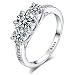 Produktbild 925 Sterling Silber Brilliant Rund Cut Kristalle Trilogy Love Forever Ewigkeit Verlobungsring Hochzeit Ringe für Frauen, Mädchen, Größe UK M J L K N P F R O S, mit Geschenk-Box, ideal Geschenk für Weihnachten