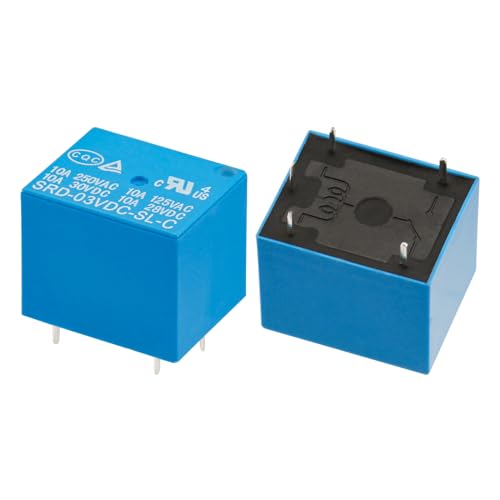 image for Weasch 6Pcs PCB Power Relay SRD-03VDC-SL-C, DC 3V Coil, 10A 250VAC, SP
