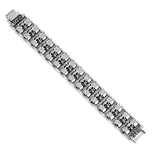 Urban-Jewelry - Bracelet large en acier inoxydable argenté avec têtes de mort - pour homme - 22 cm – vue 7