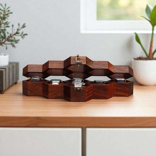 Image of Vintage Wooden Watch Box For Men, Timepiece Storage & Organizer, Watch Display Case, Jewelry Box For Women For Husband (6 Grooves Long)
