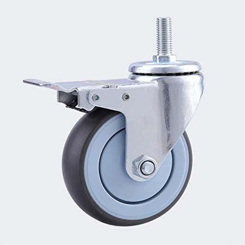 Roulettes pivotantes en caoutchouc 5 pouces avec frein M12 pour chariot | Lot de 4