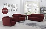 ECM. 3pc Solid Stretch Sofa Cover Couch Covers for 3 Cushion Couch Sofa Elastic Sofa Love Seat Prote