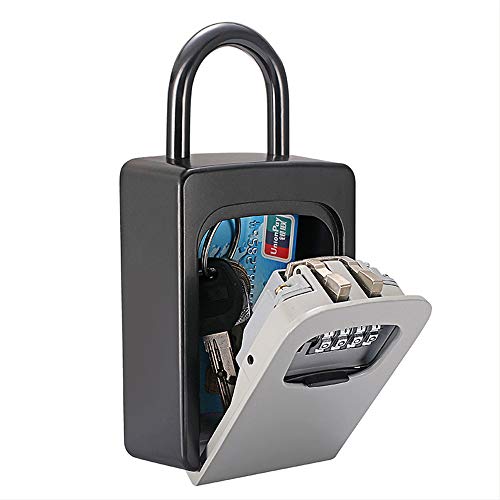Loboo Idea Key Lock Box, Waterproof Wall Mounted Key Storage Lock Box, 4 Digit Combination Key Safe Security Lock Box Code Storage Case for Home Office Garage School Realtors Spare Keys