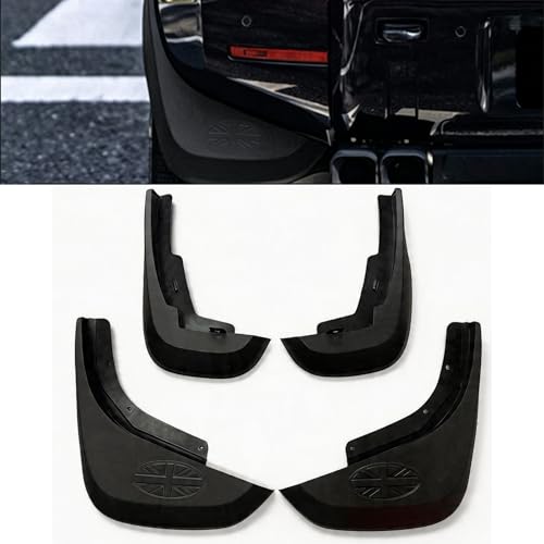 Image of 4PCS Mud Flaps for Landrover Defender 90 /110 2020-2025, MatteBlack | Heavy Duty Plastic, Mudflaps with Hardware Accessories, Splash Guards with Union Jack Pattern