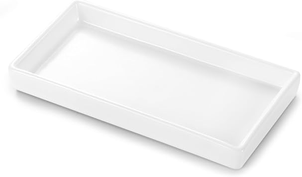 Luxspire Bathroom Vanity Tray Ceramic Perfume and Jewelry Dish, Mini, White