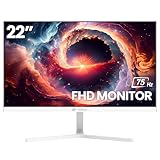 CRUA 22 Inch White Monitor, FHD 1080P 95% sRGB 60Hz Computer Monitor Support Low Blue Light, Tilt Adjustment, Wall Mount Install. Desktop PC Display for Office or Gaming(HDMI/VGA Ports)