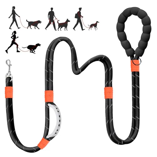 Correa Perro Grande Adiestramiento, Correas para Perros 2m, Mango Acolchado Suave Correa multiposicion Perro, Hilos Reflectantes Dog Leash