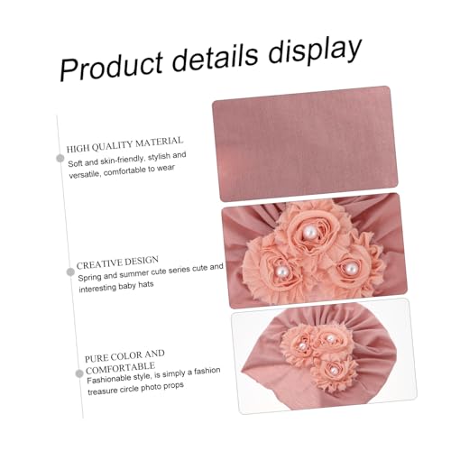 2Pcs Cotton Turban Hats Stylish Flower Design All Match Beanie for Boys Comfortable Washable Headwear for Parties Daily Use Pink2