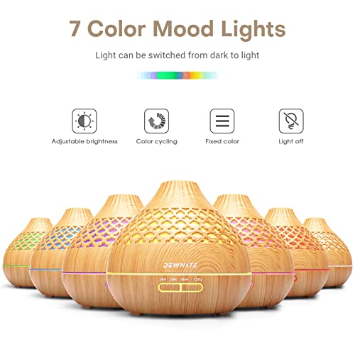 Essential Oil Diffusers For Home, Large Room,Bedroom, 400Ml Cool Mist Air Aromatherapy Diffuser With Remote Control, 6 Essential Oils, 12 Hours Quiet Operation, 4 Timers, 7 Color Led Lights #TOP1