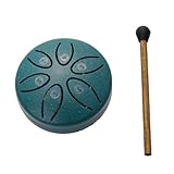 Hohota Rain Drum For Outside, Steel Tongue Drum 6 Notes 3 Inch Chakra Tank Drum Steel Percussion Padded Mallets(Green)