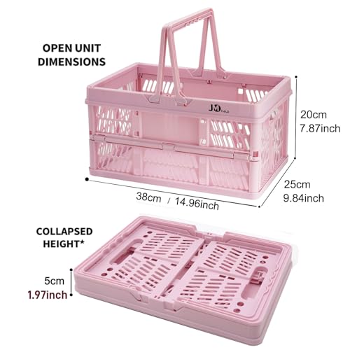 Image of 20 Liter Folding Storage Basket, Collapsible Plastic Folding Box, Storage Crates for Home, Office, Garage (Pink)