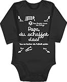 Shirtracer Statement Sprüche Baby - Papa du schaffst das Fußball - weiß - 3/6 Monate - Schwarz - Papa Body - BZ30 - Baby Body Langarm