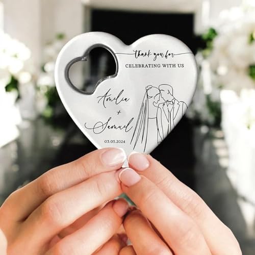 Décapsuleur personnalisé cœur (20 pcs) - Cadeau mariage invités vrac