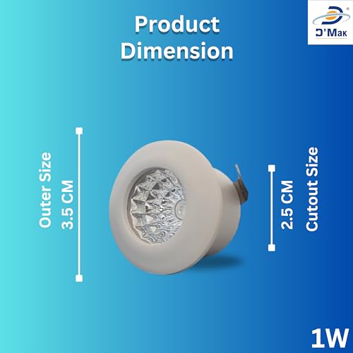 Image of D'Mak 1 Watt Round LED Button COB Blue Focus Light for POP /Recessed Lighting (Blue, Pack of 5)