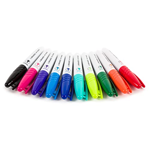 U Brands Low-Odor Mini Dry Erase Markers, Set of 10, Assorted Colors, Non-Toxic, Medium (2 mm) Point