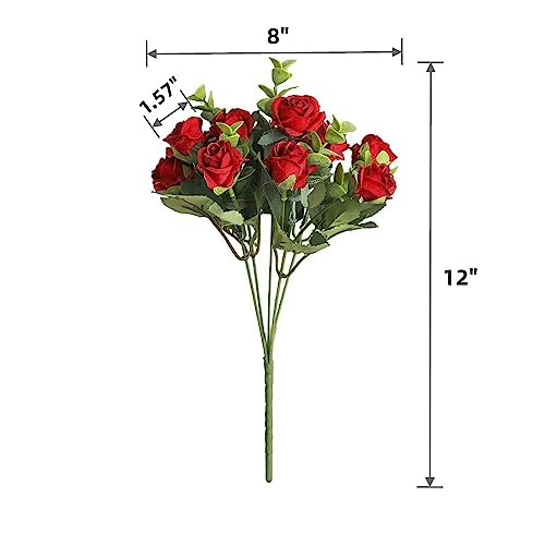 Artificial Flowers Fake Silk Rose for Decoration,20 Heads Small Roses Flower Bouquet with Stem of Flowers,Plastic Flowers for DIY Vase Home Wedding Centerpieces (2Pcs - Image 2