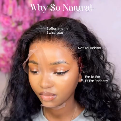 Image of Pizazz 220 Density Glueless Deep Wave Human Hair Wigs for Black Women