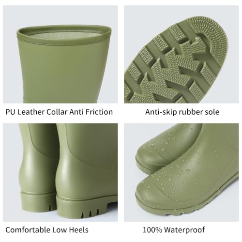 Image of Asgard Women's Mid Calf Rain Boots Waterproof Garden Shoes Slip on Rubber Boots