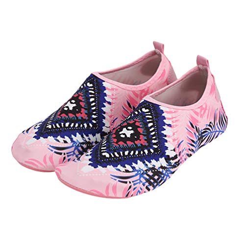 LIOOBO 1 par de Zapatos de Agua con Estilo Zapatos Suaves de Secado Rápido Zapatos de Playa de Moda para Natación Al Aire Libre Ejercicio de Surf (Rosa Diamante Talla XL)