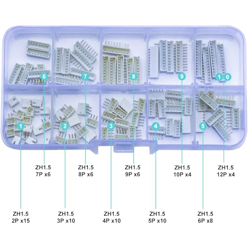 Kit de conector JST ZH1.5 con adaptador de pines DIP de ángulo recto y recto de 2 a 12 pines 2